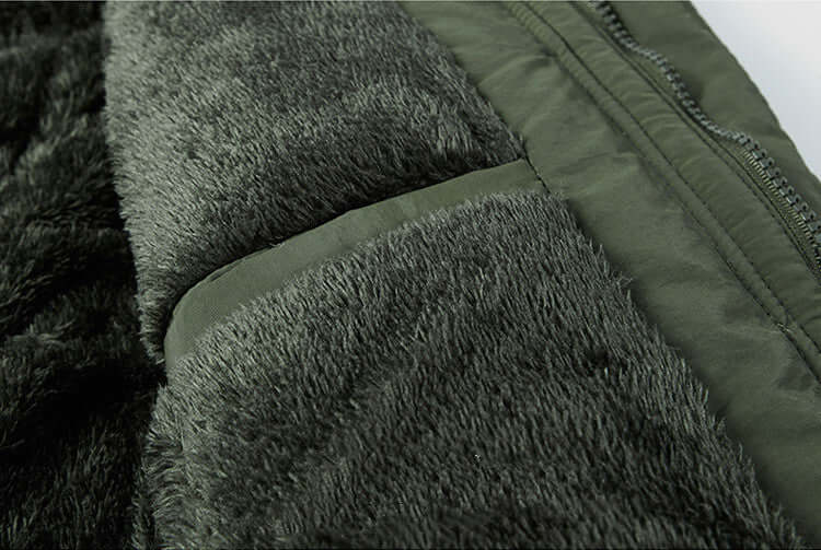 Close-up of a soft, green fabric detail from a men&