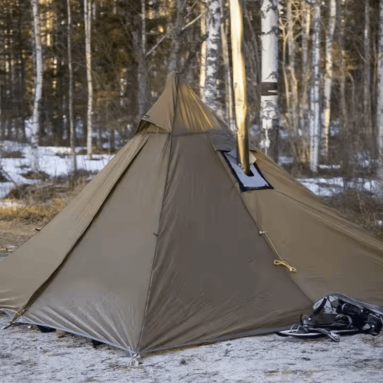best Tent Camping up to 4 people, 4 season tent with stove jack in a forest setting.
