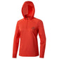 Women’s UPF 50+ Performance Hoodie in red, long-sleeved hoodie with hood and adjustable collar for sun protection and outdoor comfort.